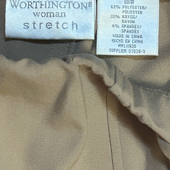 18W Worthington Stretch tan side zip & button boot cut trousers - Picture 10 of 13